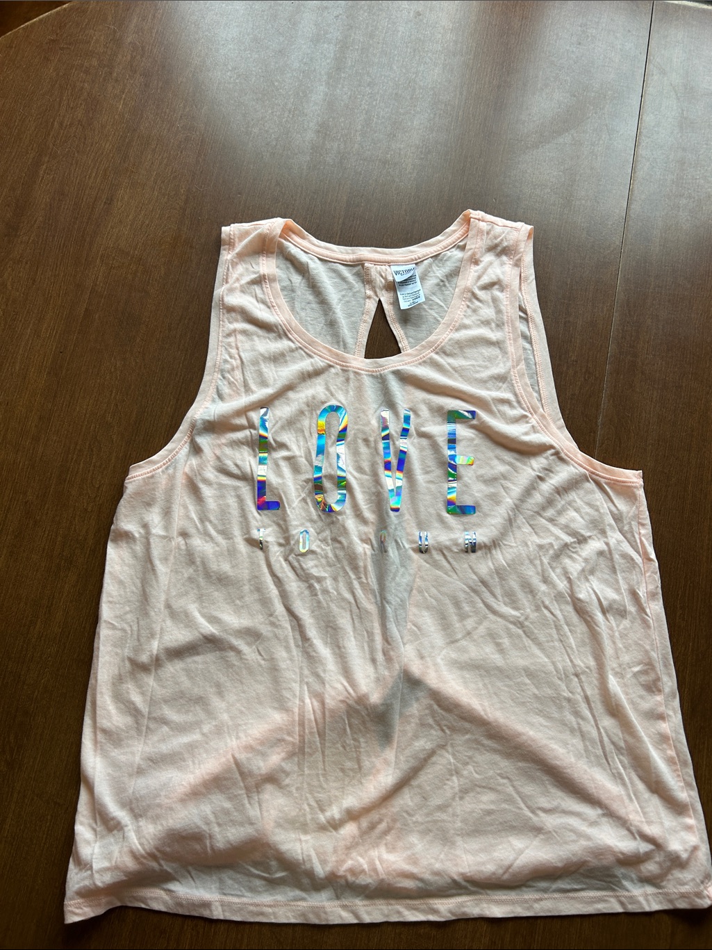 Victoria's Secret Sport Light Pink Tank With Iridescent 'Love' Lettering Size L